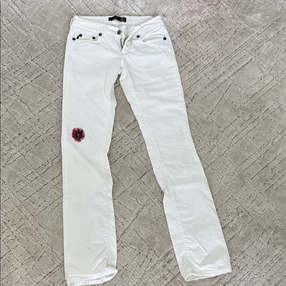 White Women's Jeans with Embellishment